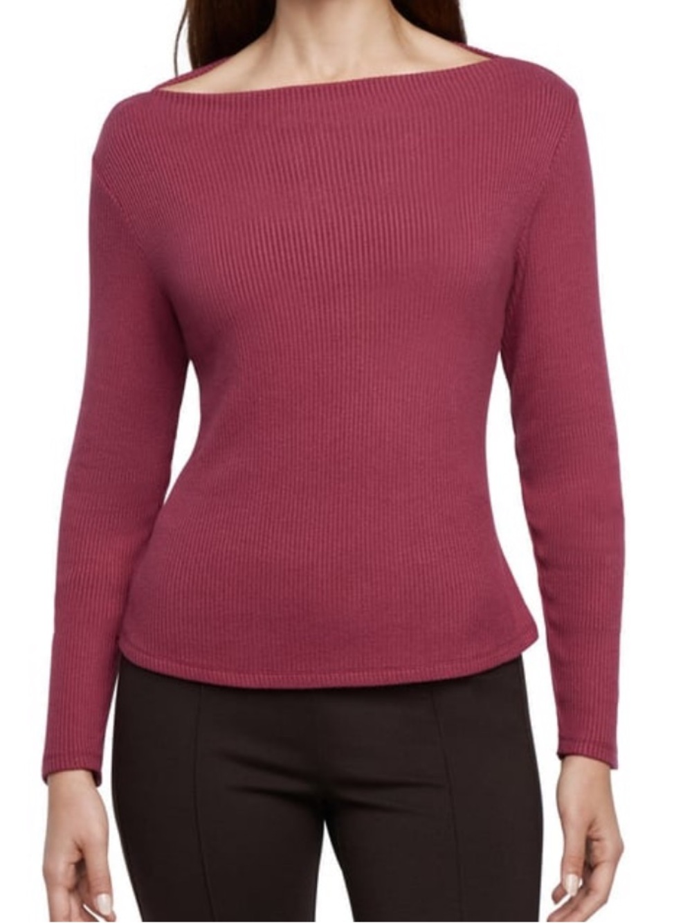 Banana Republic Ribbed Long Sleeve Top Women Medium Stretch Knit Business Casual